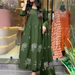 Cotton Dark Green Kurti Pant With Dupatta