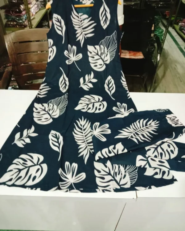 Cotton Blue And White Kurti With Pant