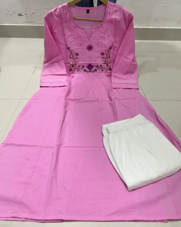 Pink Kurti With White Palazzo