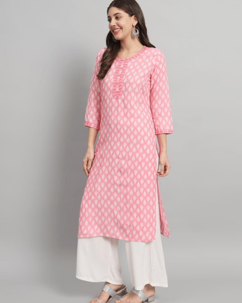 Pink STRAIGHT KURTI PANT