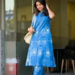 Cotton Blue And White Kurti With Pant 1