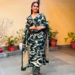 Cotton Dark Green Kurti Pant With Dupatta 1 (3)1