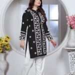 Black Chikankari Embroidery Short Kurti