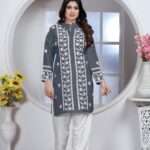 Grey Chikankari Embroidery Short Kurti With Pant