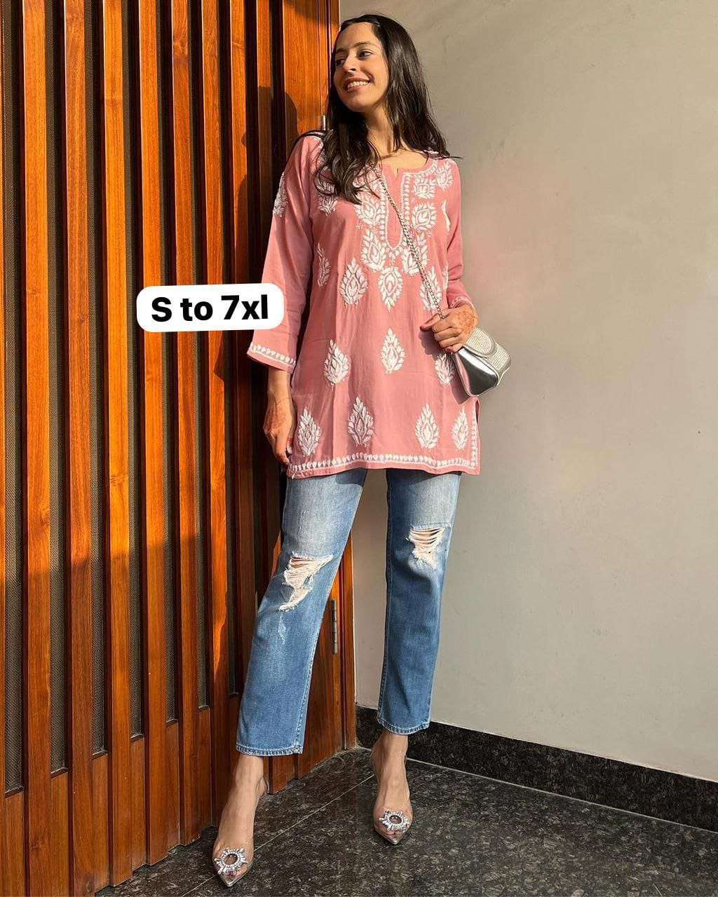 Peach short kurti