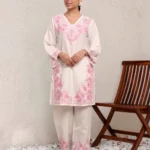 Pink Kurti With White Palazzo