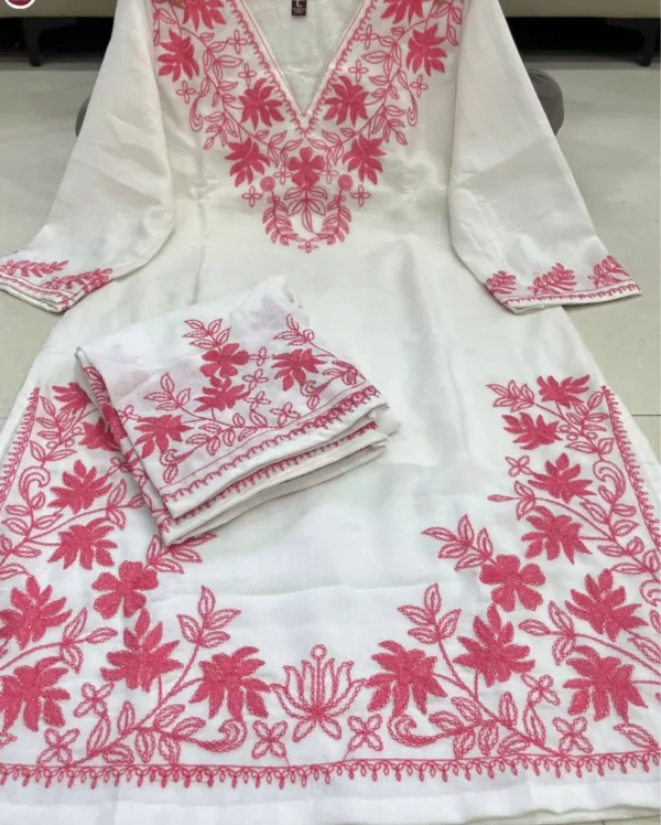 Pink Kurti With White Palazzo