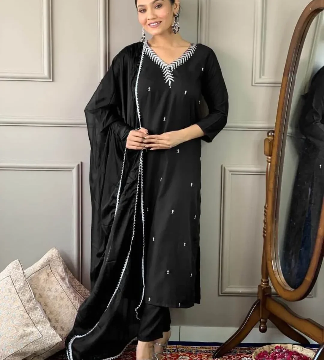 Black Rayon Kurti With Pant
