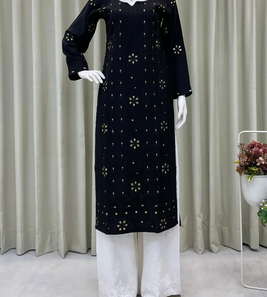 Black Kurti With White Palazzo
