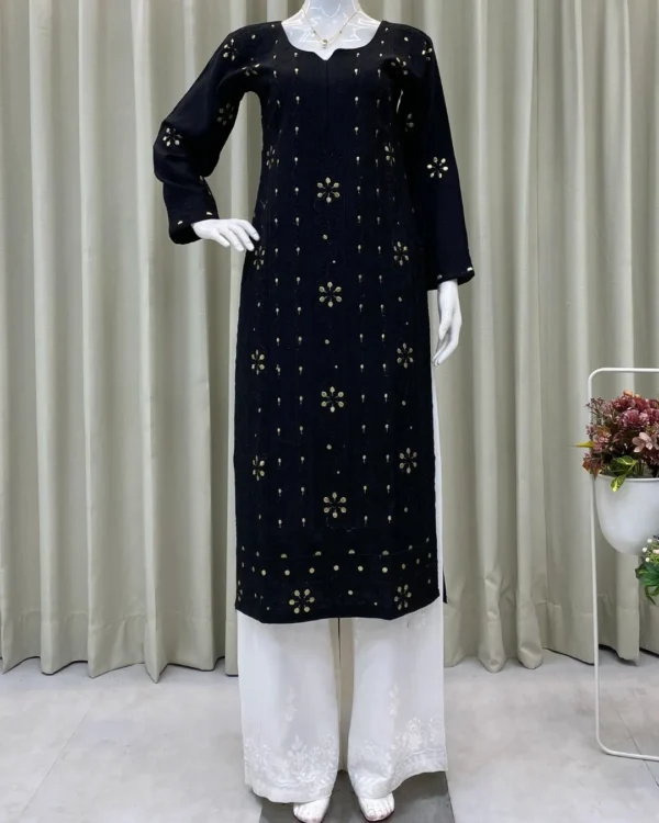 Black Kurti With White Palazzo