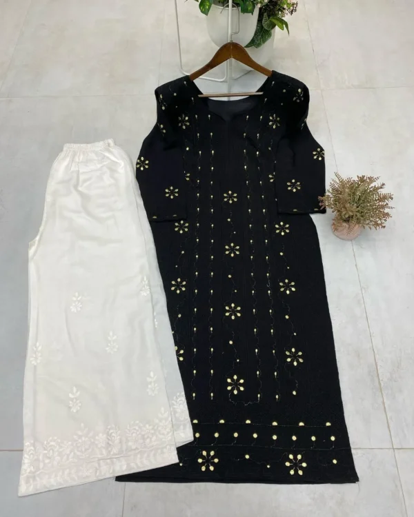 Black Kurti With White Palazzo