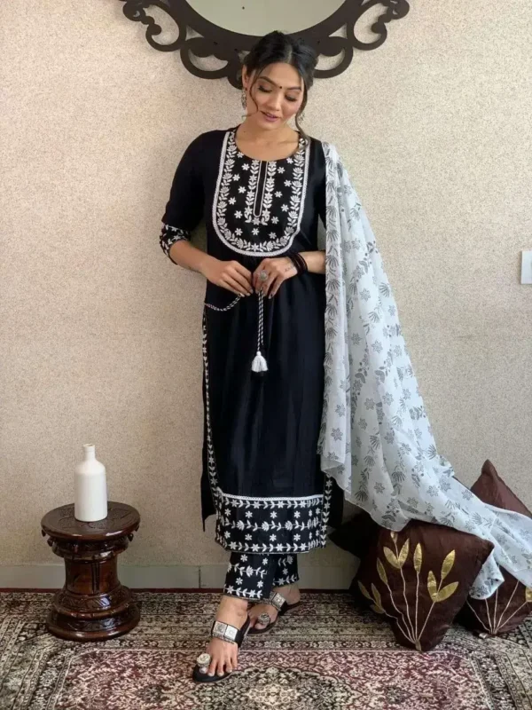 Black Naira cut kurta dupatta set