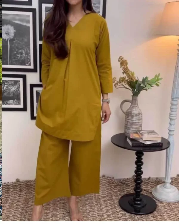 Cotton Monochrome Kurti With Pant
