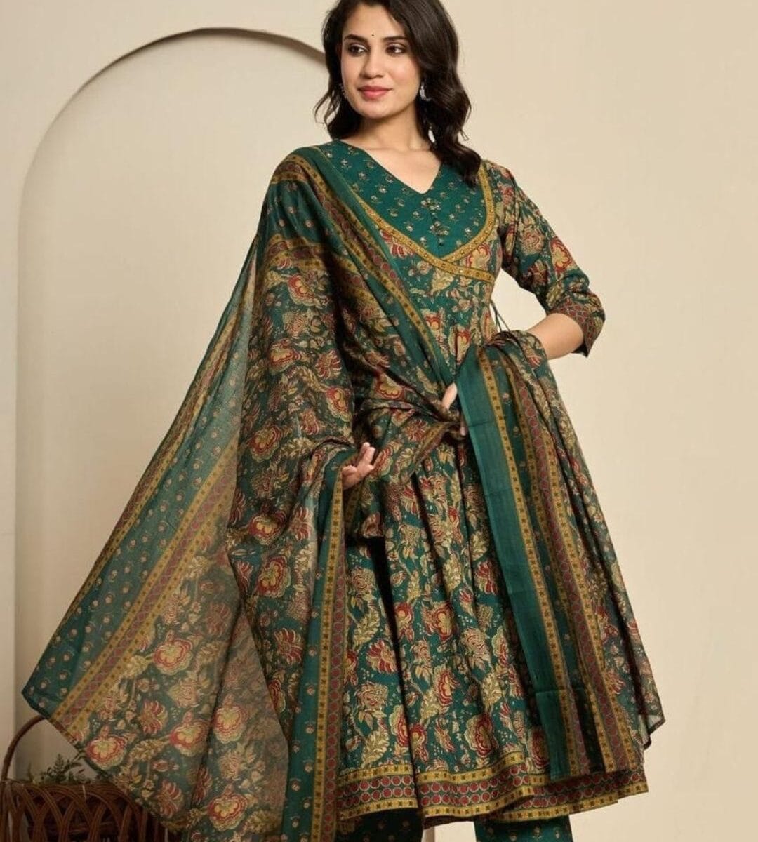Green Colour Anarkali Kurti Set