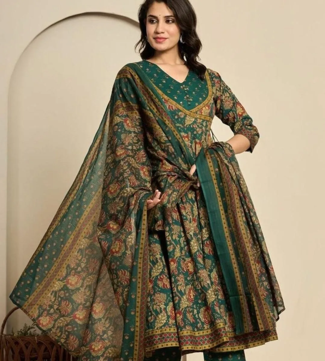 Green Colour Anarkali Kurti Set