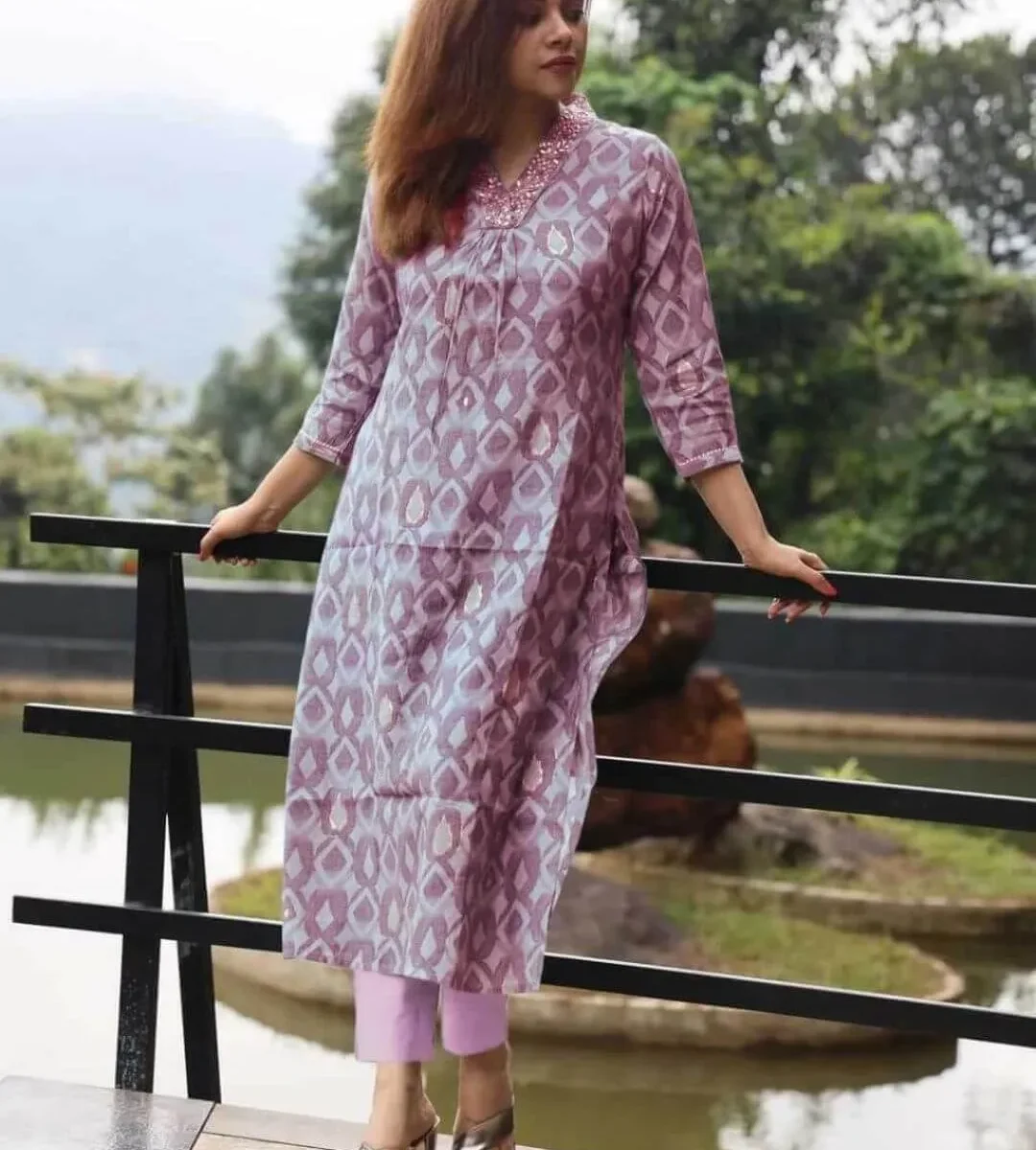 Onion Pink Colour Kurti & Pant