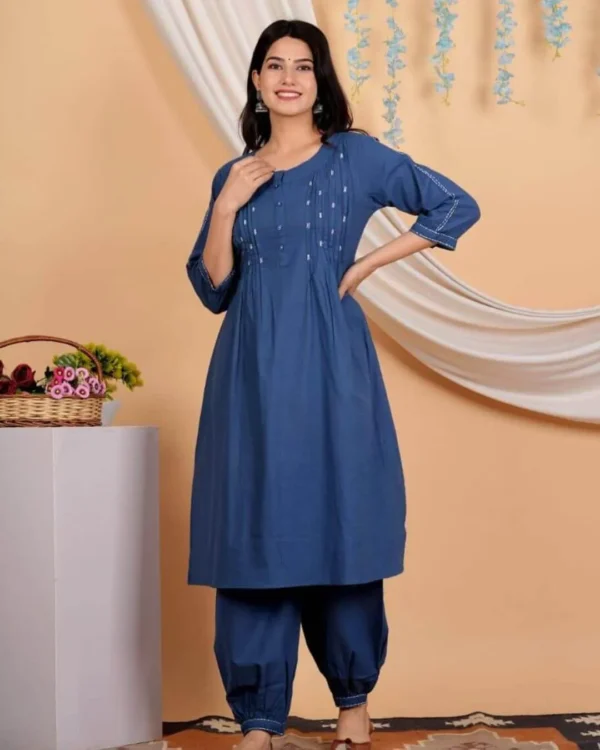 Cotton Katha Work Coord Set For Women