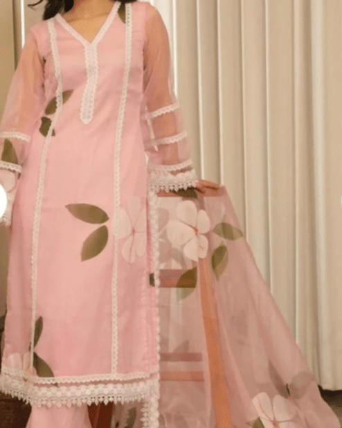 Cotton Light Pink Kurti Set