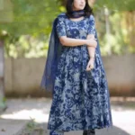 Blue Anarkali Kurti With Pant & Dupatta