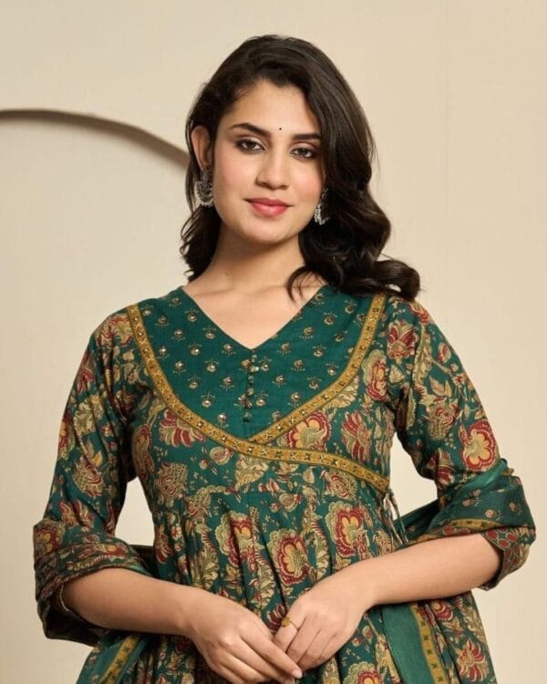 Green Colour Anarkali Kurti Set
