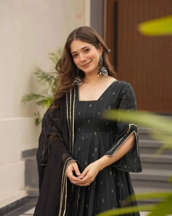 Black Anarkali Kurti With Pant & Dupatta