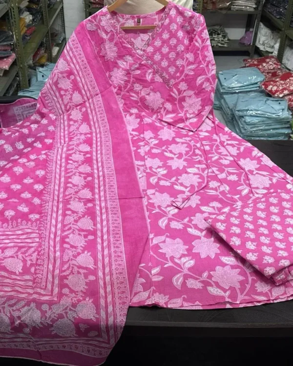 Cotton Angrakha Anarkali Kurti Set 1