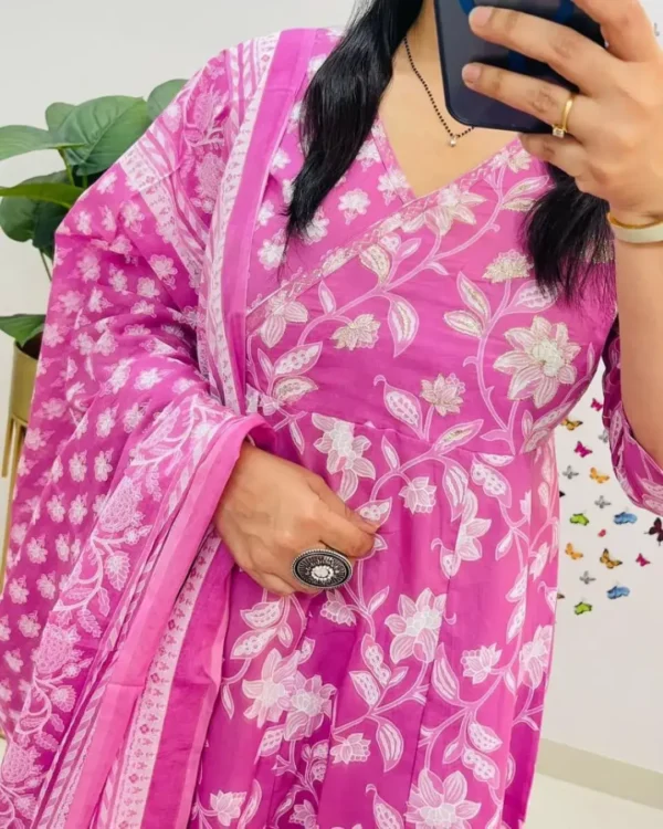 Cotton Angrakha Anarkali Kurti Set Front