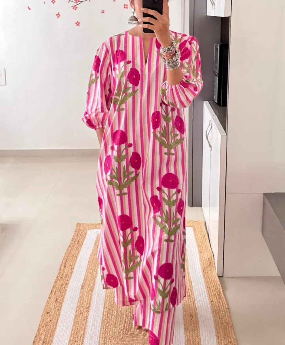 Cotton Monochrome Kurti With Pant