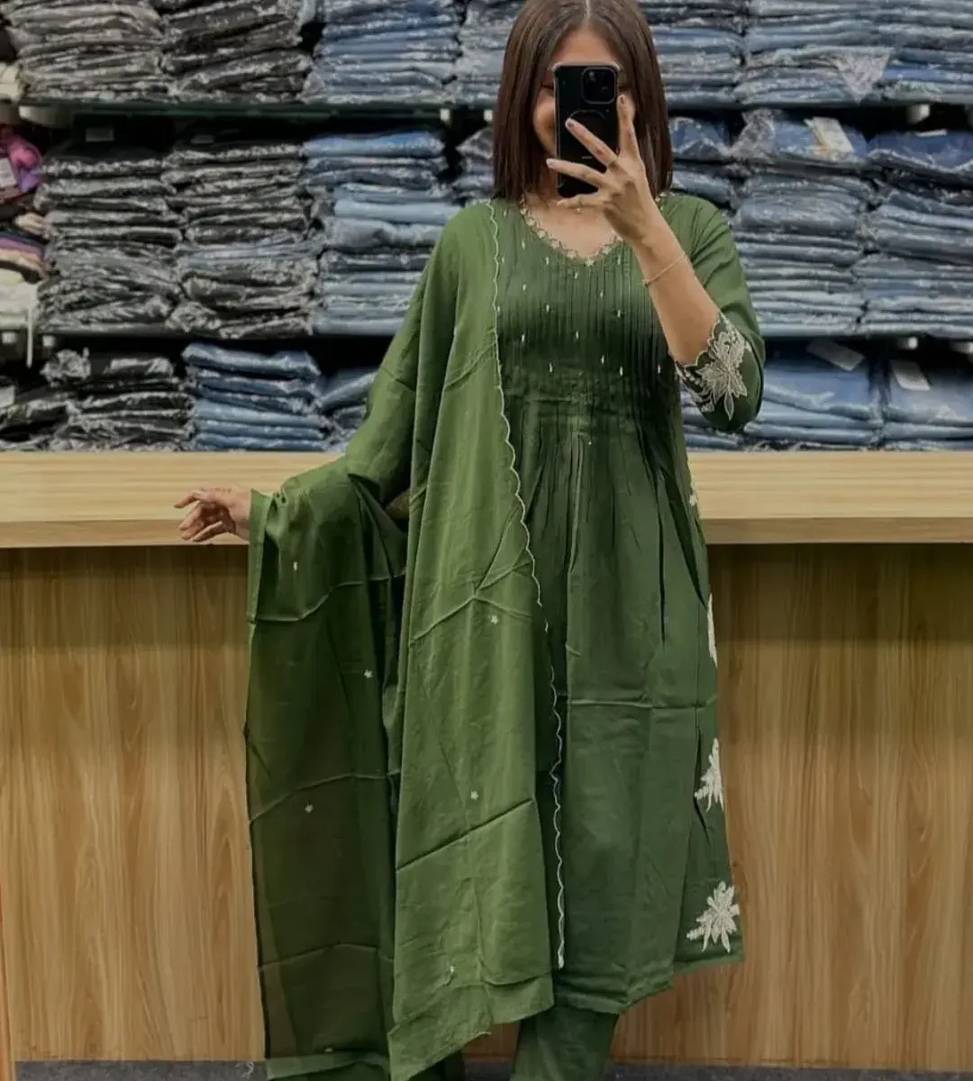 Green Colour Anarkali Kurti Set