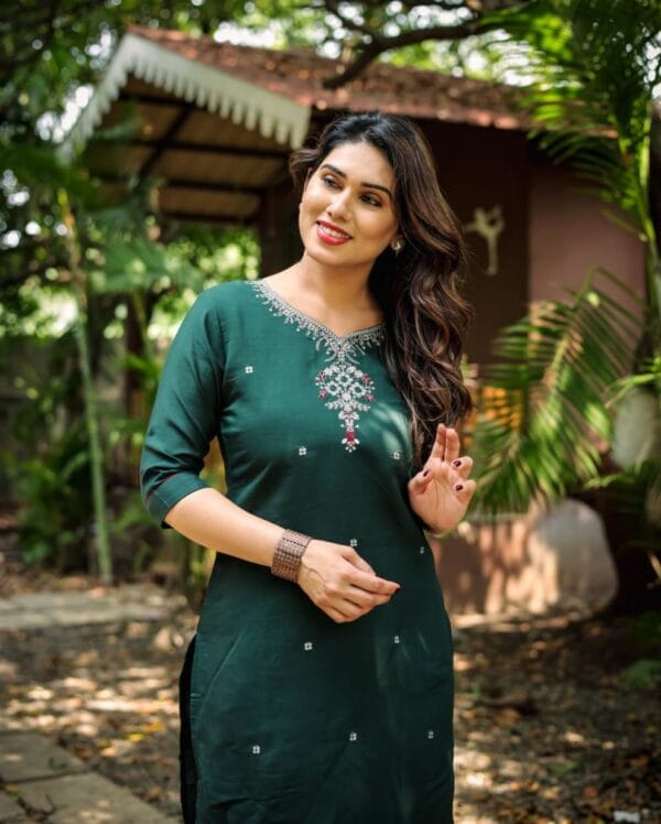 Green Kurti With Pant Set