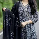 Black Anarkali Kurti With Pant & Dupatta