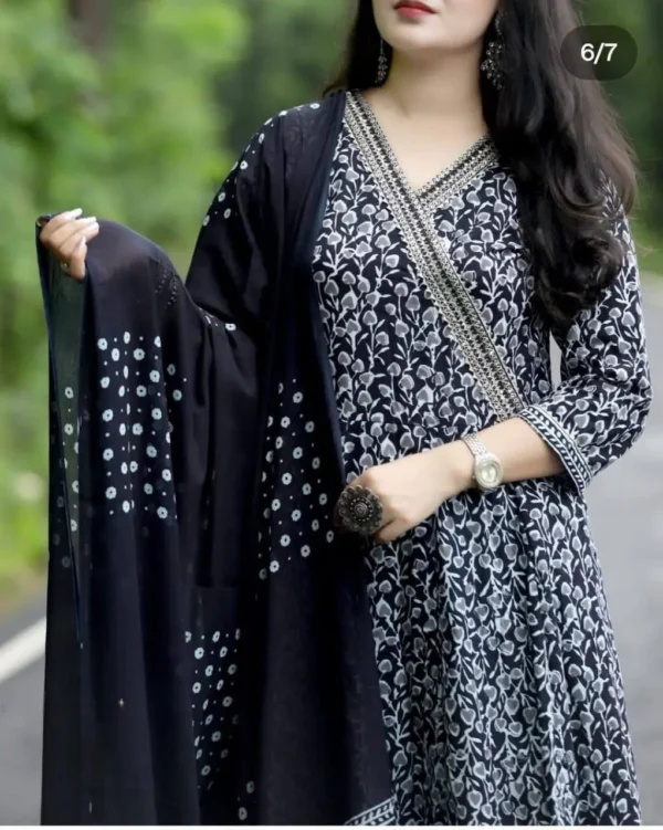 Black Anarkali Kurti With Pant & Dupatta