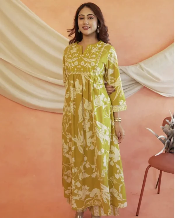 Lime Green Kurti With Pant dupatta 1