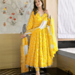 Yellow Anarkali Kurti With Pant & Dupatta