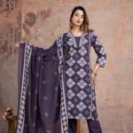 Purple Kurti Set With Dupatta