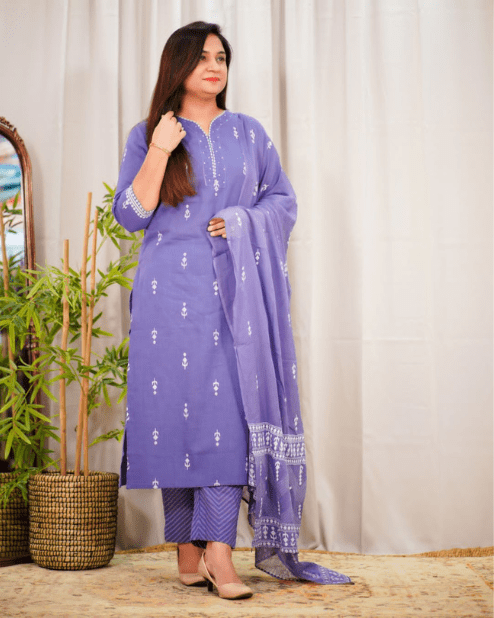 Lavender Colour Kurti Set