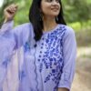 Cotton Lavender Kurti Set With Dupatta