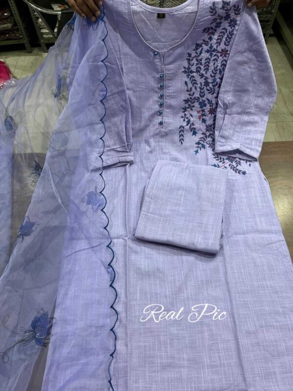 Cotton Lavender Kurti Set With Dupatta