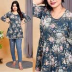 Rayon Floral Print Short Kurti For Office Wear