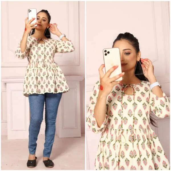 Floral Short Kurti Design