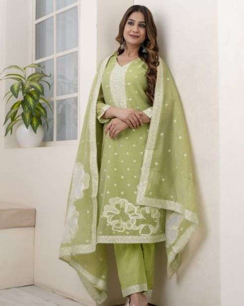 Light Green Chanderi Kurta Set