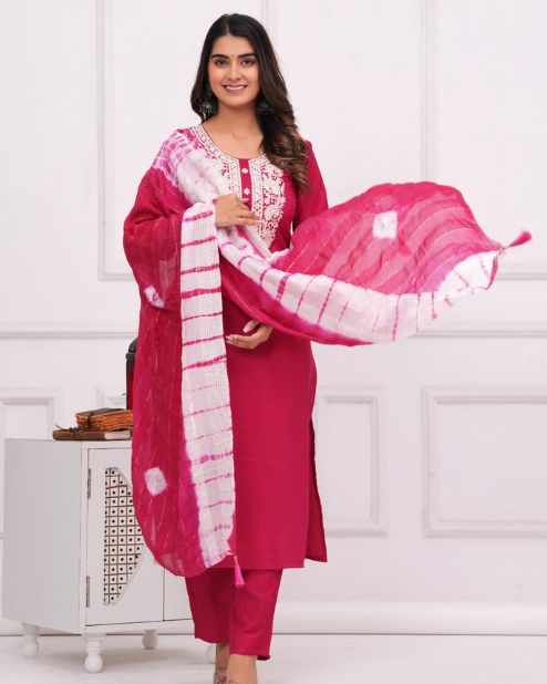 Chinon Silk Fabric Suits Set