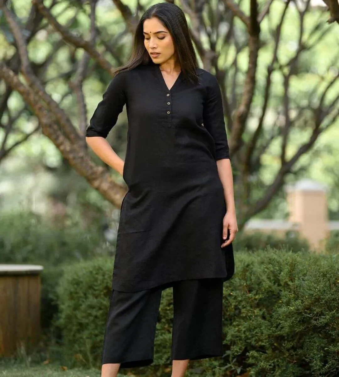 Black Cotton Co-Ord Set