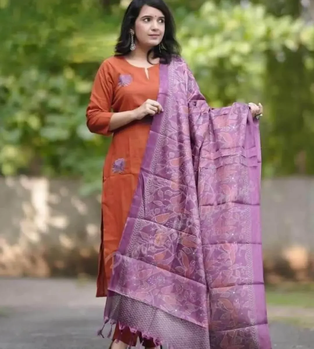 Khadi Cotton Embroidery Suit Set