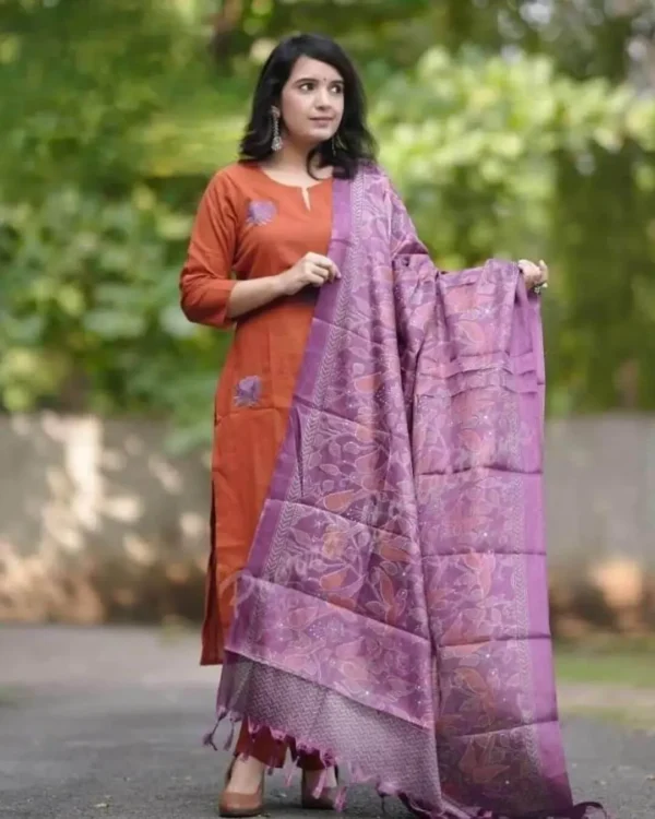 Khadi Cotton Embroidery Suit Set