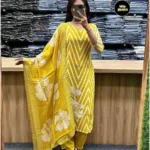 Yellow And White Combination Kurti Set