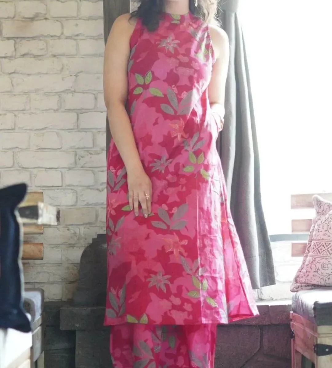 Dusty Pink Kurti With Pant Set