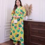 Yellow Floral Kurti With Pant