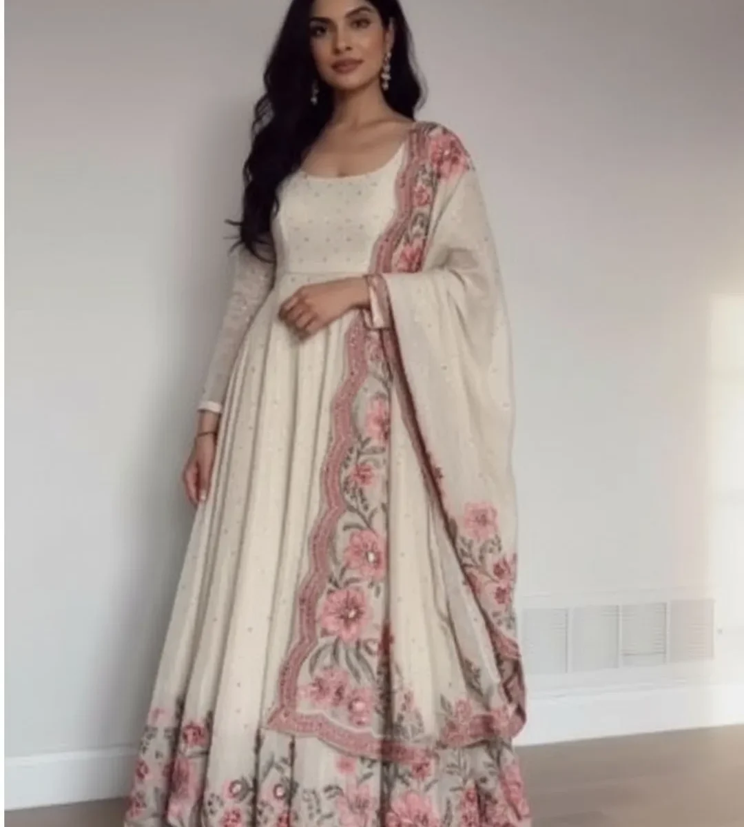 Full Sleeve Anarkali Kurti Pant Dupatta Set