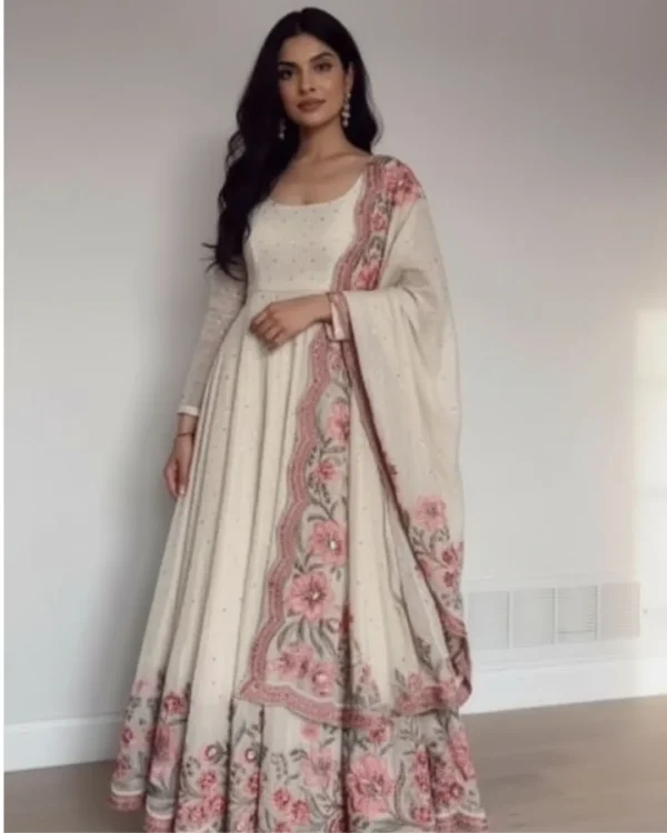 Full Sleeve Anarkali Kurti Pant Dupatta Set